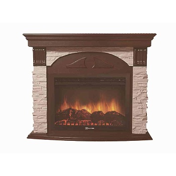 Каминокомплект Electrolux Torre 25U (угловой) с очагом EFP/P-2720RLS камень белый, шпон темный дуб
