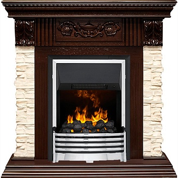 Каминокомплект Dimplex Luxemburg (каменный) - Сланец/Темный дуб с очагом Flagstaff