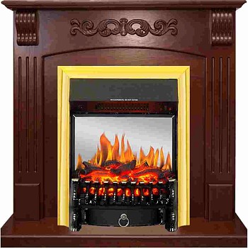 Каминокомплект Royal Flame  Sorrento угловой - Орех с очагом Fobos FX M Brass