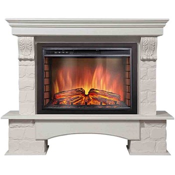 Каминокомплект Electrolux Forte 26/30S с очагом EFP/P-2620RLS камень белый, шпон беленый дуб