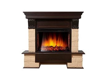 Каминокомплект Electrolux Forte 25S с очагом EFP/P-2720RLS камень бежевый, шпон темный дуб