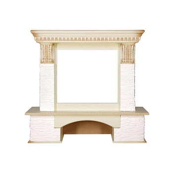 Портал Royal Flame  Pierre Luxe - Сланец белый / Слоновая кость с патиной