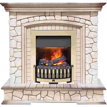 Каминокомплект Dimplex Preston - Белый/Слоновая кость с патиной с очагом Danville Brass FB2