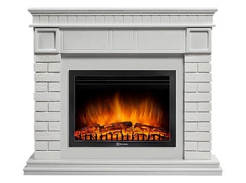 Каминокомплект Electrolux Bricks 25U (угловой) с очагом EFP/P-2520LS камень белый, белая эмаль