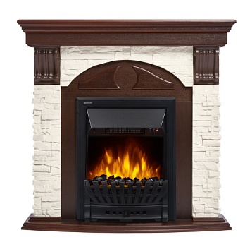 Каминокомплект Electrolux Torre Classic с очагом Classic EFP/P-1020LS камень белый, шпон темный дуб
