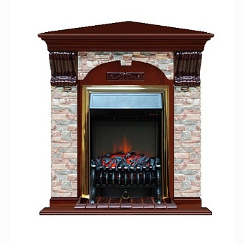 Каминокомплект Glenrich Арочный (угловой) Fobos black камень Алтай, шпон красное дерево