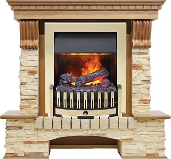 Каминокомплект Dimplex Pierre Luxe - Дуб / Сланец с очагом Danville Brass FB2