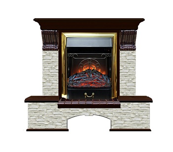 Каминокомплект Glenrich Бостон К Грот однотонный (Magestic brass) венге