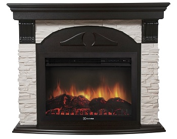 Каминокомплект Electrolux Pietra 26/30S с очагом EFP/P-3020LS камень белый, шпон венге