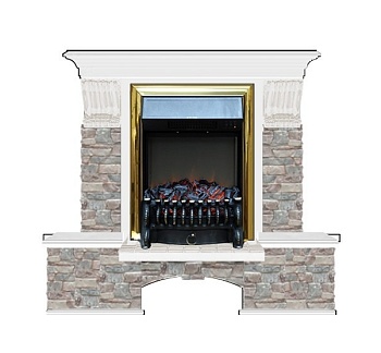 Каминокомплект Glenrich Бостон К Грот цветной (Fobos brass) белый