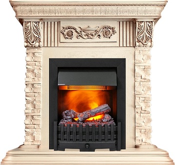 Каминокомплект Dimplex Luxemburg (каменный) - Сланец/Cлоновая кость с патиной с очагом Danville Black FB2