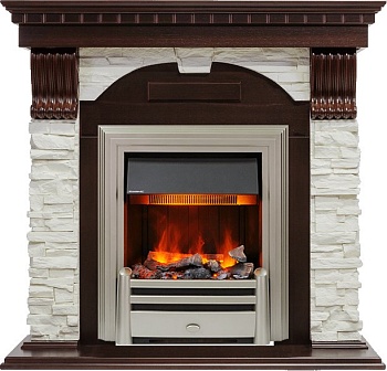 Каминокомплект Dimplex Dublin - Темный дуб / Сланец белый с очагом Chesford