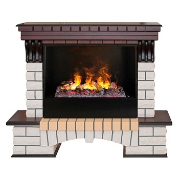 Электрокамин RealFlame  Country 26 AO с очагом 3D Cassette 630 + Black вставка