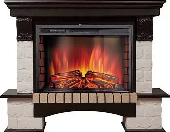 Каминокомплект Electrolux Forte 26 Sphere с очагом EFP/P-2620RLS камень белый, шпон темный дуб