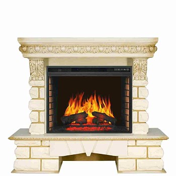 Каминокомплект Royal Flame  Pierre Luxe LORD - Слоновая кость / Белый с очагом Vision 28 EF LED FX