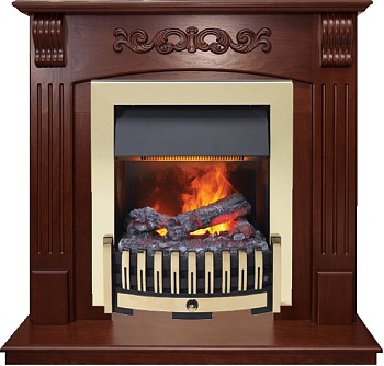 Каминокомплект Dimplex Sorrento угловой - Орех с очагом Danville Brass FB2