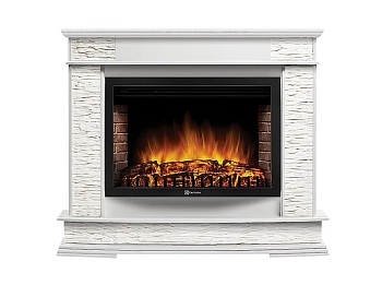 Каминокомплект Electrolux Scala 25 с очагом EFP/P-2520LS камень сланец скалистый белый, шпон белый дуб