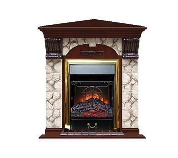 Каминокомплект Glenrich арочный угловой (Magestic brass) красное дерево