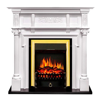 Каминокомплект Royal Flame  Oxford - Белый с очагом Fobos FX Brass