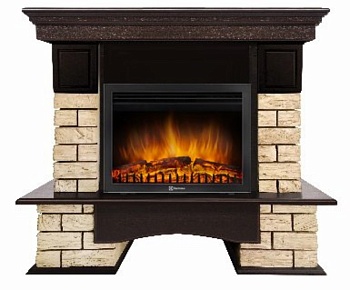 Каминокомплект Electrolux Forte Wood 25 с очагом EFP/P-2520LS камень коричневый, шпон темный дуб