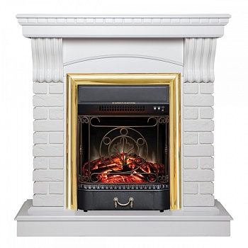 Электрокамин RealFlame Jazz WT с очагом Majestic Lux Brass