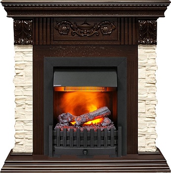 Каминокомплект Dimplex Luxemburg (каменный) - Сланец/Темный дуб с очагом Danville Black FB2
