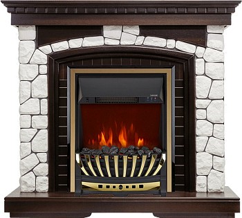 Каминокомплект Royal Flame  Glasgow - Темный дуб / Белый с очагом Aspen Gold