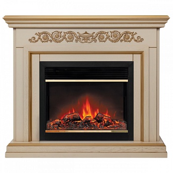 Электрокамин RealFlame  Leticia 26 WT-619G с очагом Moonblaze Deluxe Brass