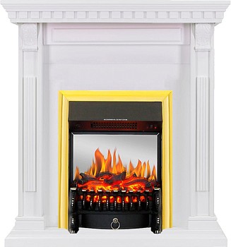 Каминокомплект Royal Flame  Orlean - Белый с очагом Fobos FX M Brass