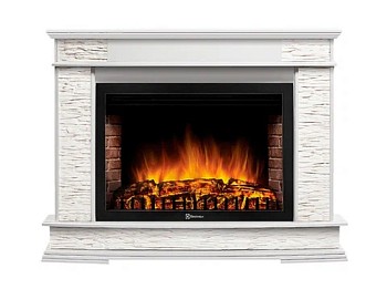 Каминокомплект Electrolux Scala 30 с очагом EFP/P-3320RLS камень сланец скалистый белый, шпон тёмный дуб