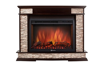 Каминокомплект Electrolux Scala 30 с очагом EFP/P-3320RLS камень сланец скалистый бурый, шпон тёмный дуб