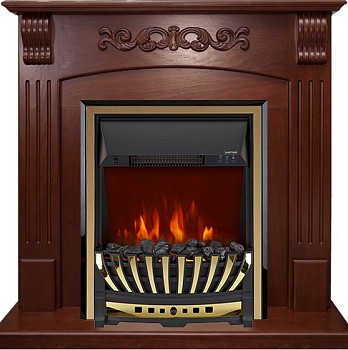 Каминокомплект Royal Flame  Sorrento угловой - Орех с очагом Aspen Gold