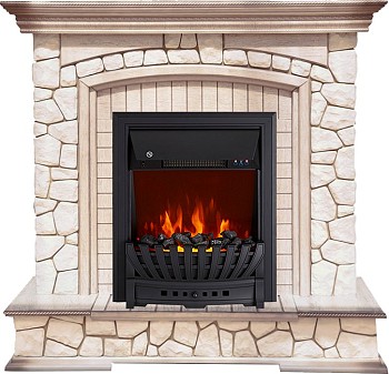 Каминокомплект Royal Flame  Preston - Белый/Слоновая кость с патиной с очагом Aspen Black