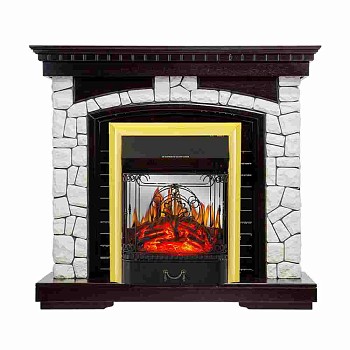 Каминокомплект Royal Flame  Glasgow - Венге / Белый с очагом Majestic FX M Brass