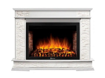 Каминокомплект Electrolux Scala 30 с очагом EFP/P-3020LS камень сланец скалистый белый, шпон белый дуб