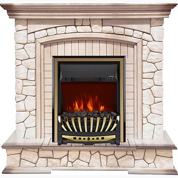 Каминокомплект Royal Flame  Preston - Белый/Слоновая кость с патиной с очагом Aspen Gold