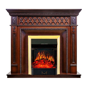 Каминокомплект Royal Flame  Alexandria - махагон коричневый антик с очагом Majestic FX Brass