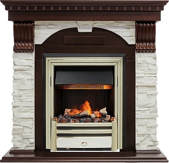 Каминокомплект Dimplex Dublin - Темный дуб / Сланец белый с очагом Cavendish