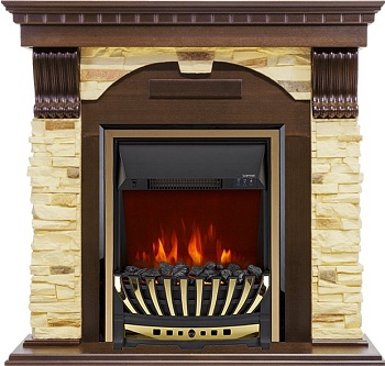 Каминокомплект Royal Flame  Dublin угловой - Темный дуб / Сланец с очагом Aspen Gold
