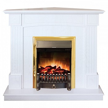 Электрокамин RealFlame  Andrea Corner WT с очагом Fobos Lux Brass