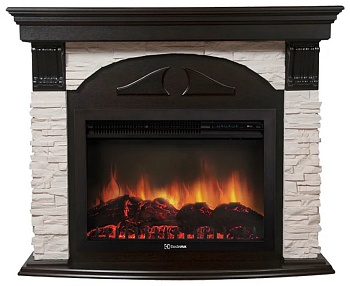 Каминокомплект Electrolux Torre 25S с очагом EFP/P-2720RLS камень белый, шпон темный дуб