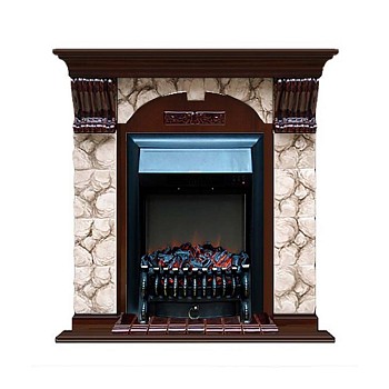 Каминокомплект Glenrich Арочный Magestic black камень Карелия, шпон дуб