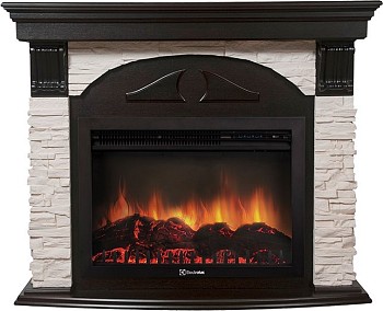 Каминокомплект Electrolux Torre 30S с очагом EFP/P-3020LS камень белый, шпон венге