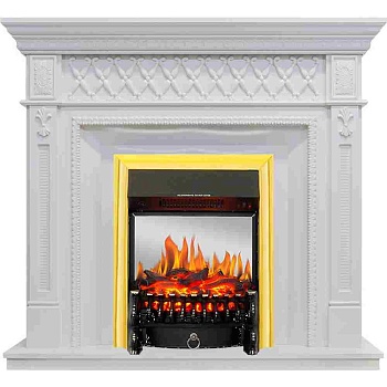 Каминокомплект Royal Flame  Alexandria - Белый дуб с очагом Fobos FX M Brass