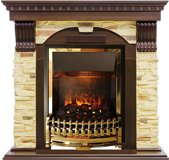 Каминокомплект Dimplex Dublin - Темный дуб / Сланец с очагом Atherton