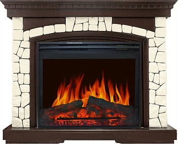 Каминокомплект Royal Flame  Glasgow - Темный дуб / Белый (Высота 1100мм) с очагом Jupiter FX New