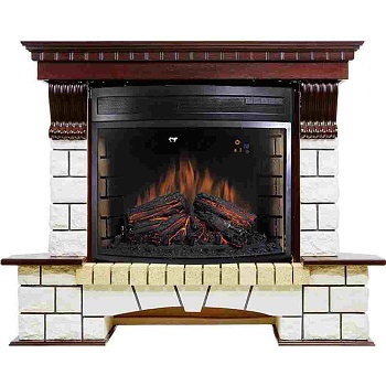 Каминокомплект Royal Flame  Pierre - Темный дуб / Белый (Высота 1045мм) с очагом Dioramic 28 LED FX