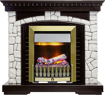 Каминокомплект Dimplex Glasgow - Венге / Белый с очагом Danville Antique Brass FB2