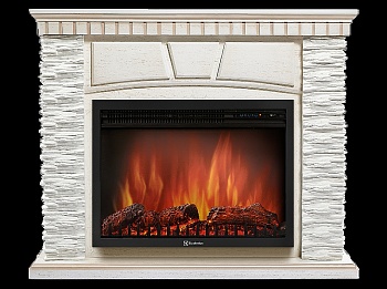 Портал Firelight Porto 25U (угловой) камень белый, шпон белёный дуб