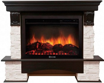 Каминокомплект Electrolux Pietra 30S с очагом EFP/P-3020LS камень белый, шпон темный дуб